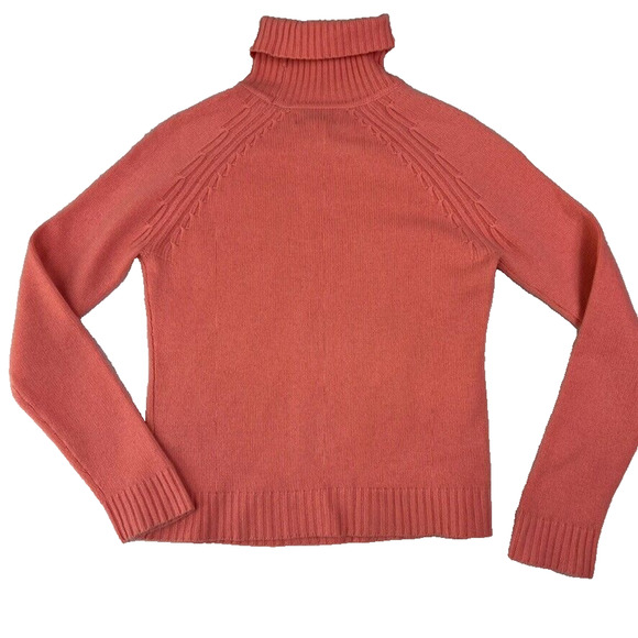 Sutton Studio Sweater Womens Small Petite Soft Salmon Pink Cashmere Turtleneck - Picture 3 of 8